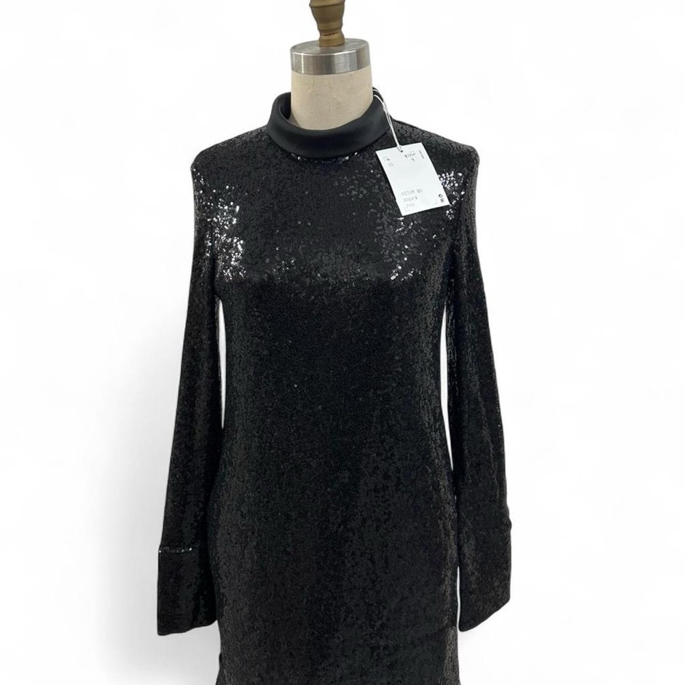 COS Black Sequin Long Sleeve Dress